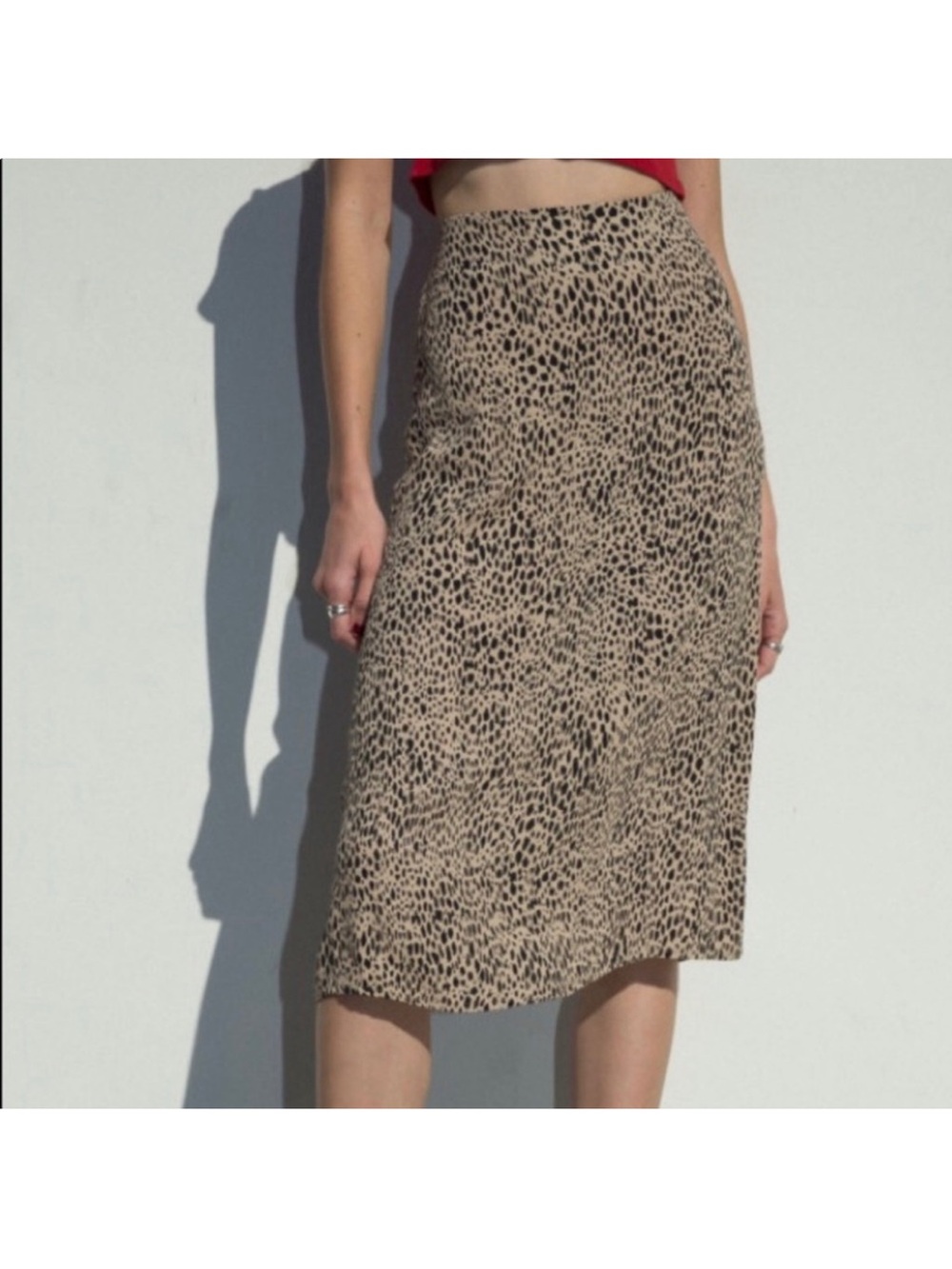 Brandy Melville Leopard Midi Skirt - Brown & Cream - Picture 4 of 6